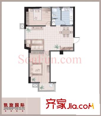 凱旋國際戶型圖戶型圖 2室 2室1廳1衛(wèi)1廚