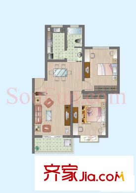 風(fēng)和日麗花園戶型圖戶型圖 2室 2室1廳1衛(wèi)1廚
