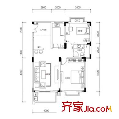 少數(shù)派戶型圖戶型圖 2室 2室2廳1衛(wèi)1廚