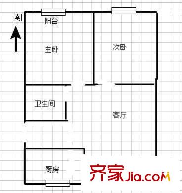 鴻達(dá)新寓戶型圖戶型圖 2室 2室2廳1衛(wèi)1廚
