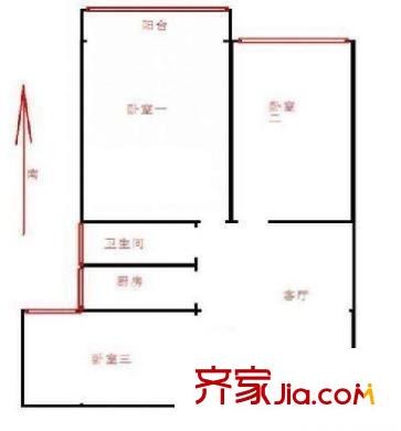 武學(xué)園戶型圖戶型圖 3室 3室1廳1衛(wèi)1廚