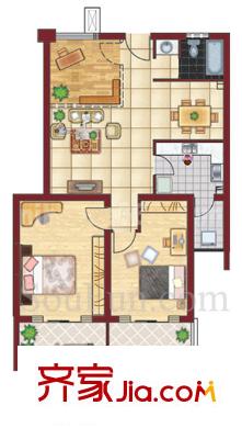 羅馬假日戶型圖戶型圖 3室 3室2廳1衛(wèi)1廚