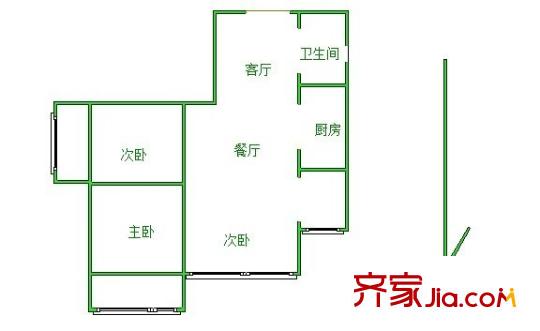 羅馬假日戶型圖戶型圖 3室 3室2廳1衛(wèi)1廚