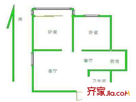 浦東村戶型圖戶型圖 2室 2室2廳1衛(wèi)1廚