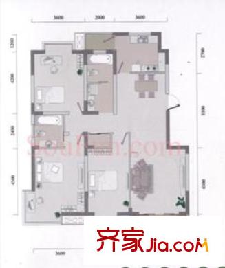 城開怡家戶型圖01棟 3室2廳2衛(wèi)1廚
