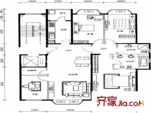誠基百家湖小公館戶型圖戶型圖 4室 4室2廳2衛(wèi)1廚