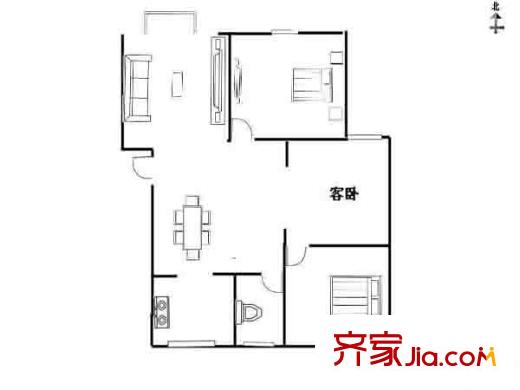 康馨花园(秦虹)户型图户型图 2室 2室2厅1卫1厨