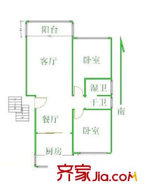 彩虹苑戶型圖戶型圖 2室 2室2廳1衛(wèi)1廚