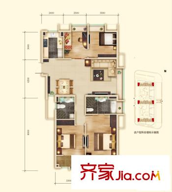 棲庭戶型圖戶型圖 4室 4室2廳2衛(wèi)