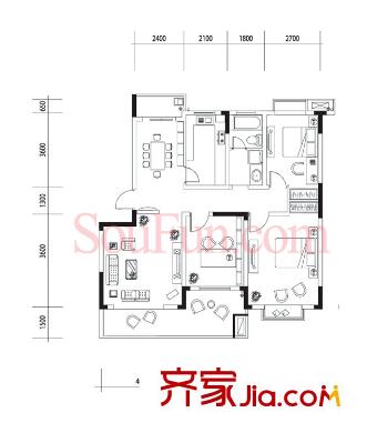 鉑領(lǐng)公寓小區(qū)戶型圖戶型圖 3室  3室2廳1衛(wèi)1廚
