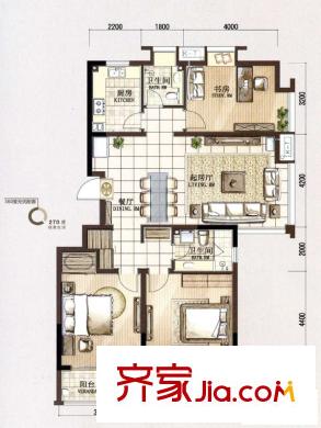 金基月亮灣戶(hù)型圖戶(hù)型圖 3室 3室2廳2衛(wèi)1廚