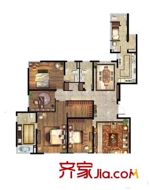 仁恒江灣城三期戶型圖戶型圖4室 