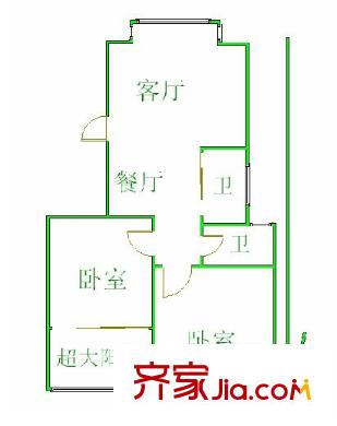蓓蕾村戶型圖 戶型圖 2室 2室2廳2衛(wèi)1廚