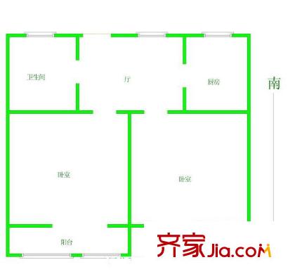 韓家苑戶型圖戶型圖 2室 2室1廳1衛(wèi)1廚