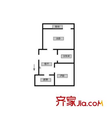 韓家苑戶型圖戶型圖 2室 2室1廳1衛(wèi)1廚