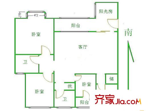 東虹園戶型圖戶型圖 3室 3室1廳2衛(wèi)1廚
