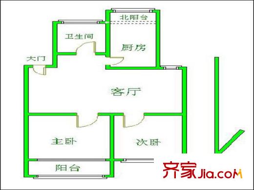 東虹園戶型圖戶型圖 2室 2室1廳1衛(wèi)1廚