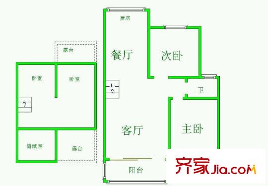 奧體新城翠杉園戶型圖戶型圖 3室 3室1廳1衛(wèi)1廚