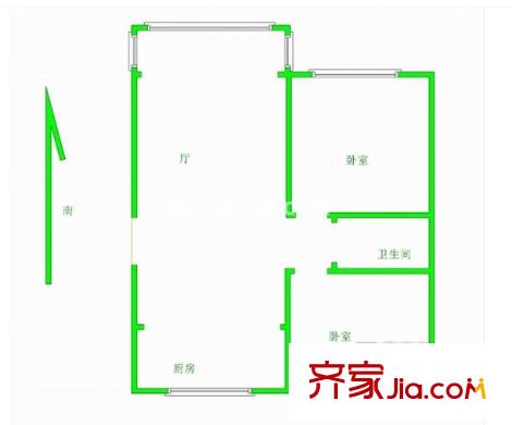 奧體新城翠杉園戶型圖戶型圖 2室 2室2廳1衛(wèi)1廚