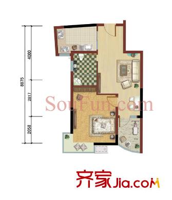紫金銀座戶型圖戶型圖 1室 1室2廳1衛(wèi)