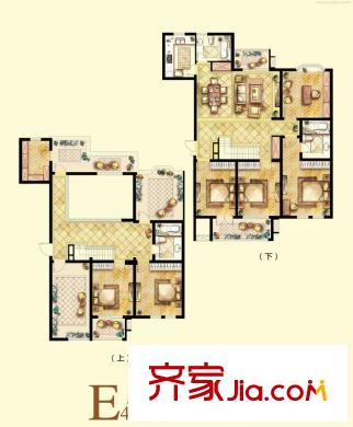瀾郡戶型圖一期躍層E4戶型 6室2廳3衛(wèi)1廚