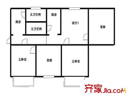 松林谷花園三期戶型圖戶型圖 4室 4室1廳2衛(wèi)1廚