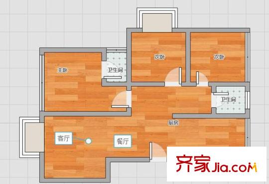 松林谷花園三期戶型圖戶型圖 3室 3室2廳2衛(wèi)1廚
