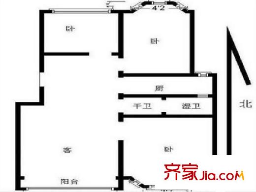 舒心苑戶型圖戶型圖 3室 3室2廳1衛(wèi)1廚