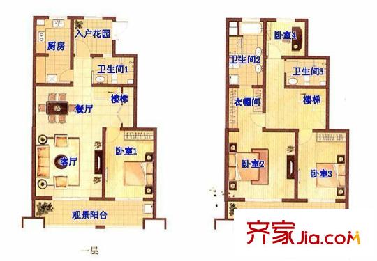 千花溪戶型圖戶型圖 4室 4室3廳3衛(wèi)1廚