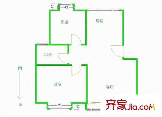 碧水華庭戶型圖戶型圖 2室 2室1廳1衛(wèi)1廚