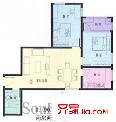 紫金名門戶型圖戶型圖 2室 2室2廳1衛(wèi)1廚