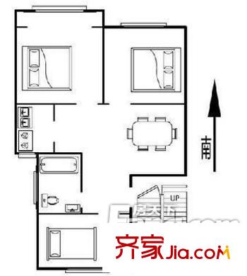 西柏果園戶型圖戶型圖 3室 3室1廳1衛(wèi)1廚