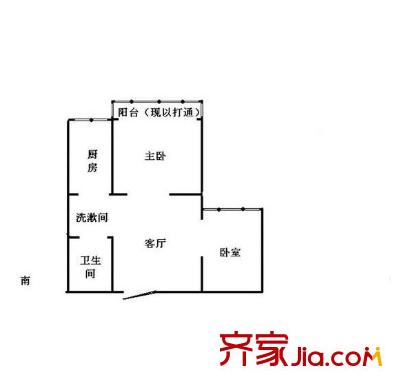 南秀村戶(hù)型圖 戶(hù)型圖 2室  2室1廳1衛(wèi)1廚