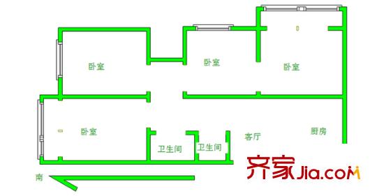 東方名苑戶型圖戶型圖 3室 3室2廳1衛(wèi)1廚