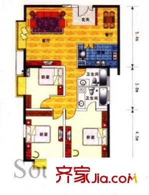 東方名苑戶型圖戶型圖 3室 3室2廳2衛(wèi)