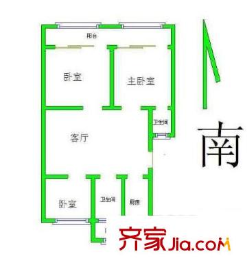 南苑思園戶型圖戶型圖 3室 3室1廳2衛(wèi)1廚