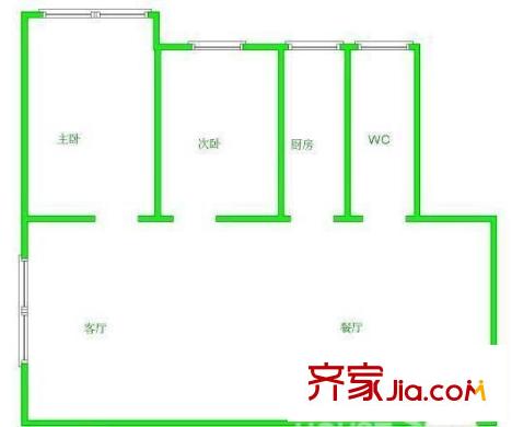 名仕嘉園戶型圖戶型圖 2室 2室1廳1衛(wèi)1廚