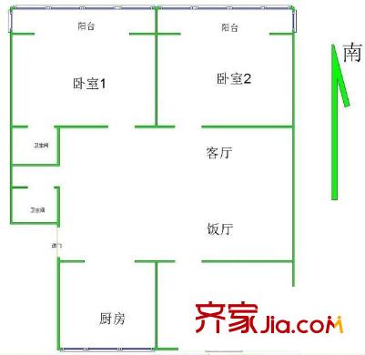 洪廟一巷住宅戶型圖戶型圖 3室 3室2廳1衛(wèi)2廚