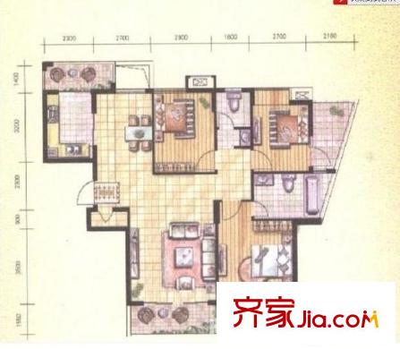 融僑中央花園三期戶型圖戶型圖 3室 3室2廳1衛(wèi)1廚
