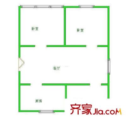 時花公寓戶型圖戶型圖 2室 2室1廳1衛(wèi)1廚