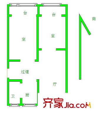 青島路住宅戶型圖戶型圖 2室 2室2廳1衛(wèi)1廚