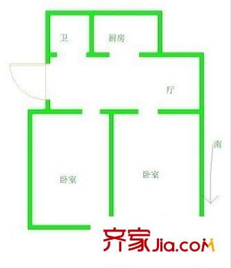 糧食局大院戶型圖戶型圖 2室 2室1廳1衛(wèi)1廚