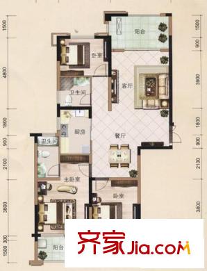瑞鴻名邸戶型圖戶型圖 3室 3室2廳2衛(wèi)