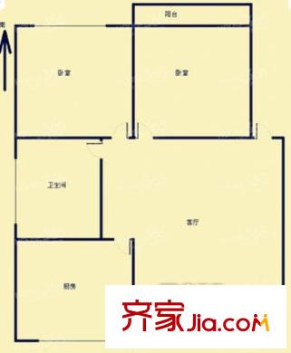 金穗花園戶型圖戶型圖 2室  2室1廳1衛(wèi)1廚