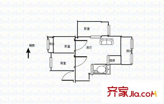四衛(wèi)頭小區(qū)戶型圖戶型圖 3室 3室1廳1衛(wèi)1廚