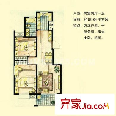 北晨雅居戶型圖戶型圖 2室 2室2廳1衛(wèi)1廚