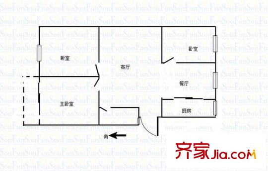寧工一村戶型圖戶型圖 3室 3室2廳1衛(wèi)1廚