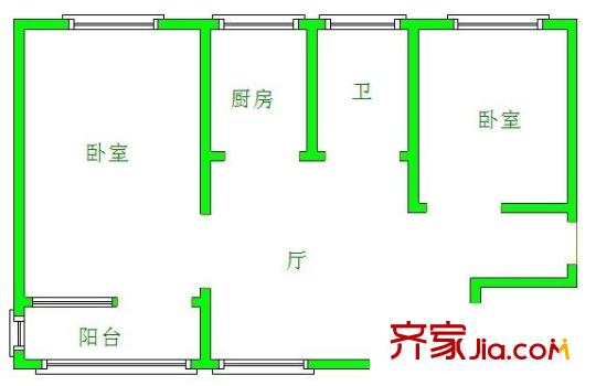 兆園戶型圖戶型圖 2室 2室1廳1衛(wèi)1廚