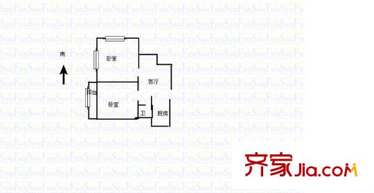 交通一村戶型圖 戶型圖 2室 2室1廳1衛(wèi)1廚