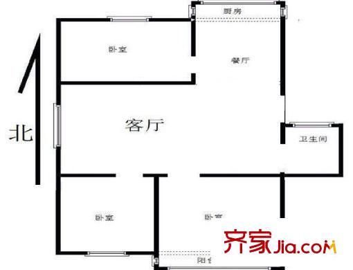 金基公寓戶型圖戶型圖 3室 3室2廳1衛(wèi)1廚